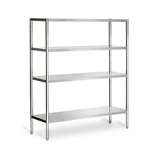 Stainless steel shelf / 4 shelves / food-safe / 200 x 49 x 180 cm
