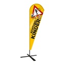 Dropflag "Achtung Kinder" mit Bodenplatte (209 x 78 cm)