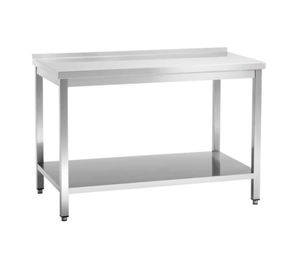 [PROB-27-112] Work table with stainless steel backsplash, 160 cm x 60 cm