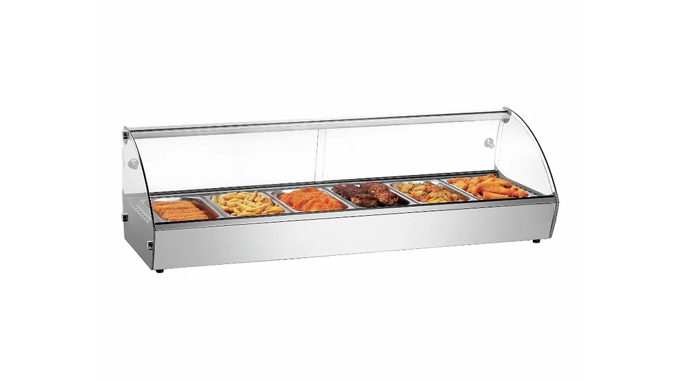 Top display case for hot food / for 6 products