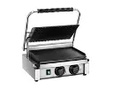 Contact grill for panini, snacks etc / grooved at the top / smooth at the bottom