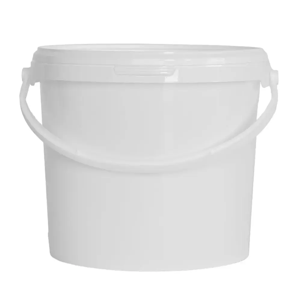 Bucket with lid / white / plastic handle / food-safe / 5.6 liters / 1 box / 18 pieces