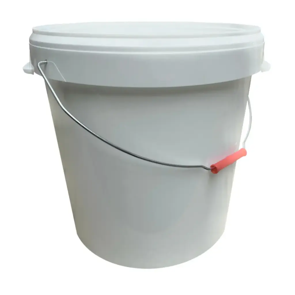 Bucket with lid / white / metal handle / food-safe / 15.9 liters