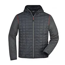 Men's hybrid jacket with hood / blue-grey