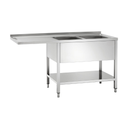 Sink centre with 2 bowls / right / stainless steel / 70 x 180 cm