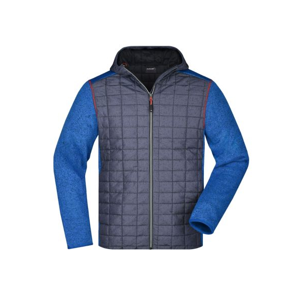 Men's hybrid jacket with hood / grey-blue