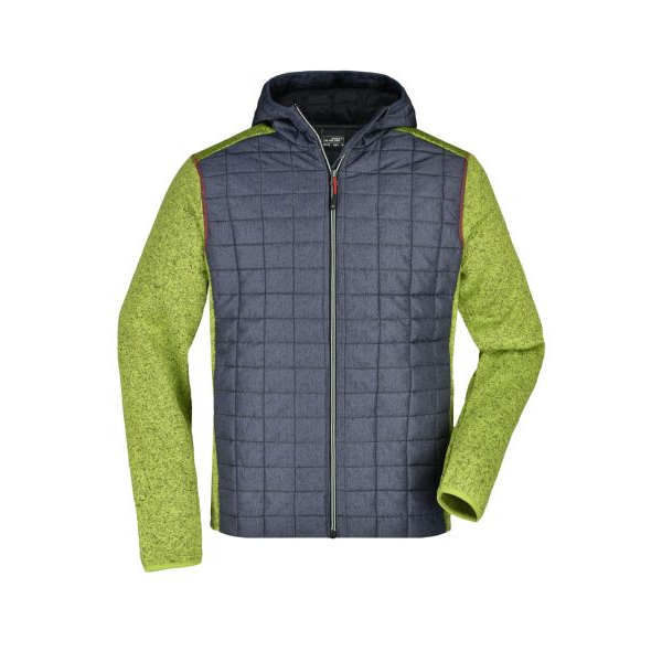 Men's hybrid jacket with hood / green-blue
