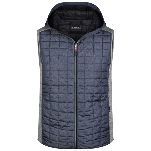 Herren Hybridweste mit Kapuze / hellgrau-blau