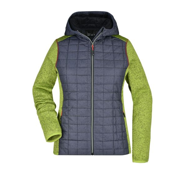 Women's Hybrid Jacket with Hood, Green Blue