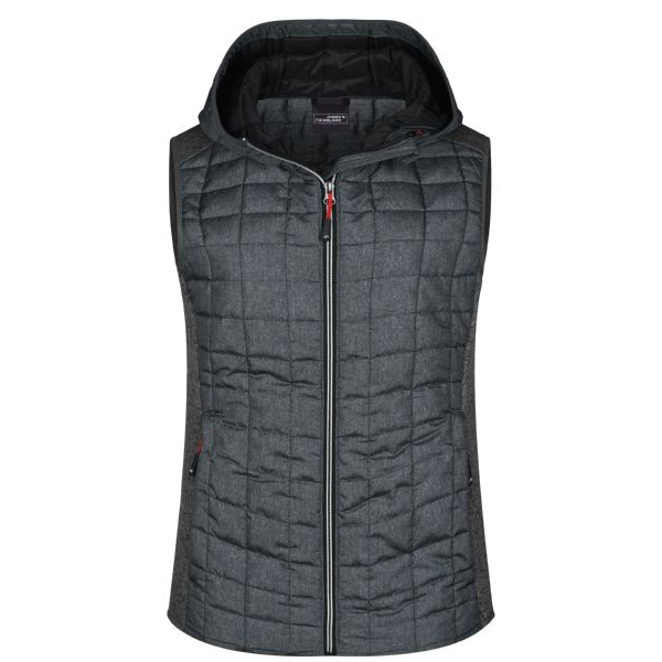 Women's hybrid vest with hood / grey-blue