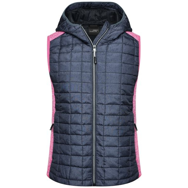 Women's hybrid vest with hood / pink-blue
