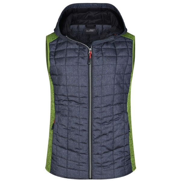 Damen Hybridweste mit Kapuze / grün-blau