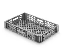 Plastic box / gray / sides and base perforated / 4 handles / 600 x 400 x 99 mm / 100 pieces