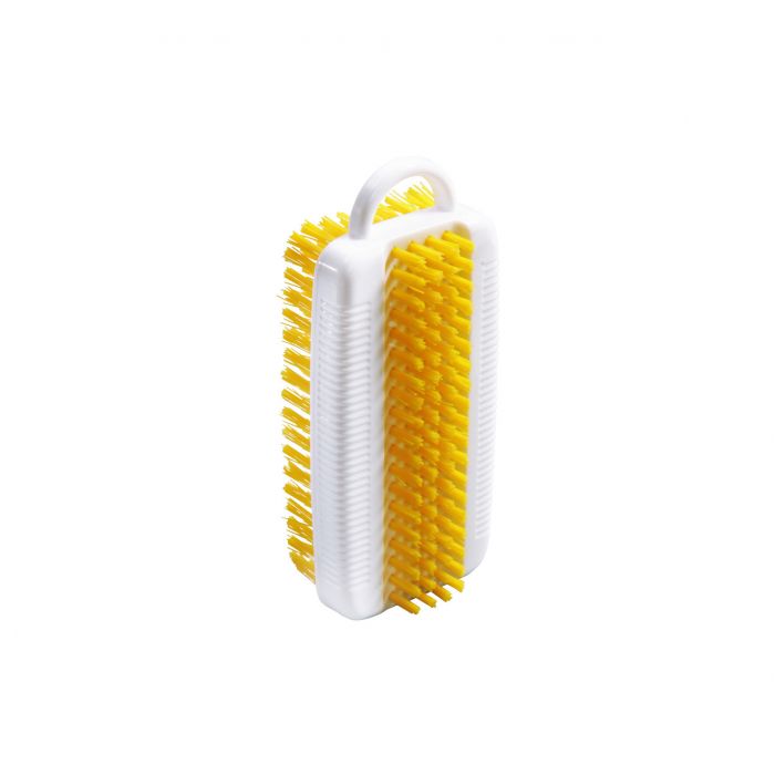 Nailbrush/washing brush / double-sided / Ø 0.35 mm / 110 mm long / medium hard / yellow