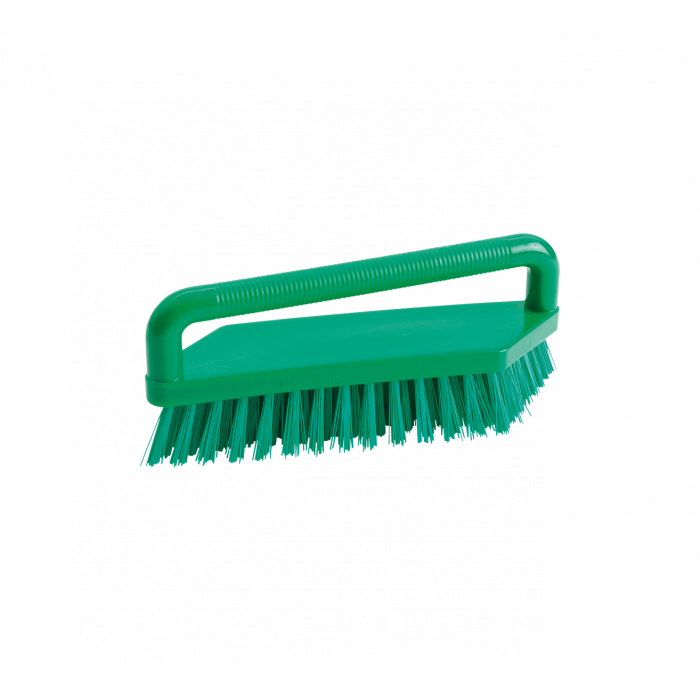 Scrubbing brush with handle / Ø 0.50 mm / 180 mm long / hard / green-fc