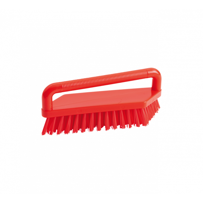 Scrubbing brush with handle / Ø 0.50 mm / 180 mm long / hard / red-fc