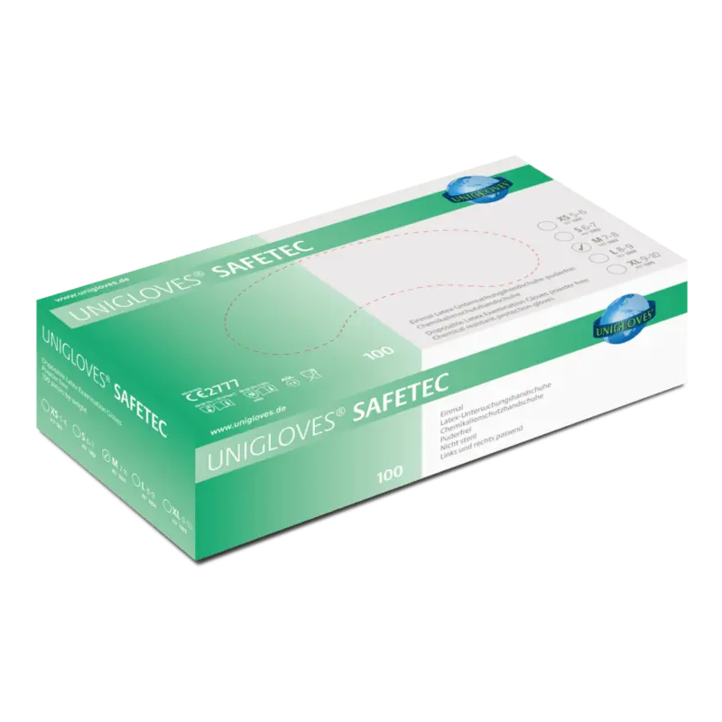 [PROB-22-2] Latexhandschuhe Unigloves Safetec, Spenderbox á 100 Stück