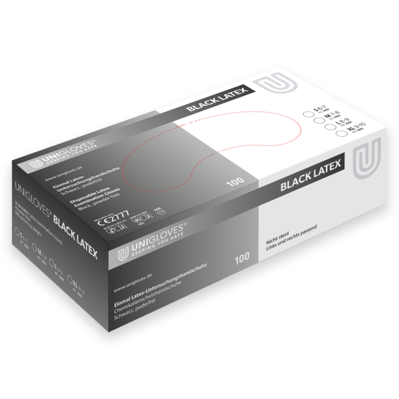 Disposable gloves / Unigloves Black Latex / Latex / black / 1 pack / 100 pieces