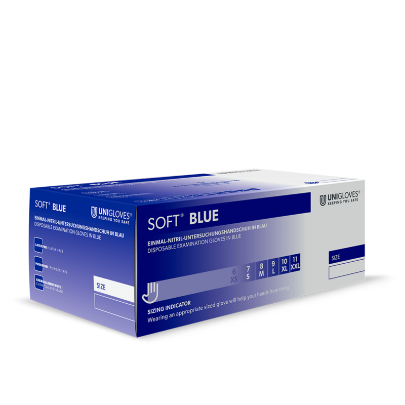Einweghandschuh / Unigloves Soft Blue / Nitril / blau / 1 Packung  / 200 Stück