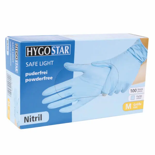 Nitrilhandschuhe Hygostar Safe Light blau, Spenderbox á 100 Stück