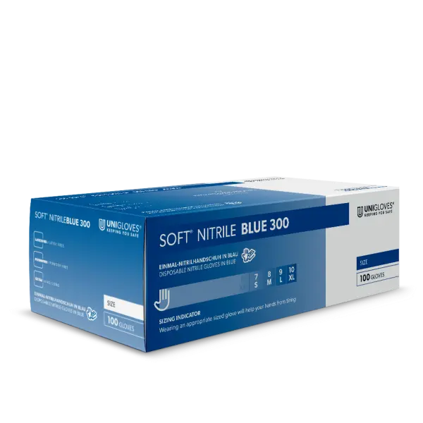 Disposable gloves / Unigloves Soft Blue Extra Long / 30 cm long / nitrile / blue / 1 pack / 100 pieces