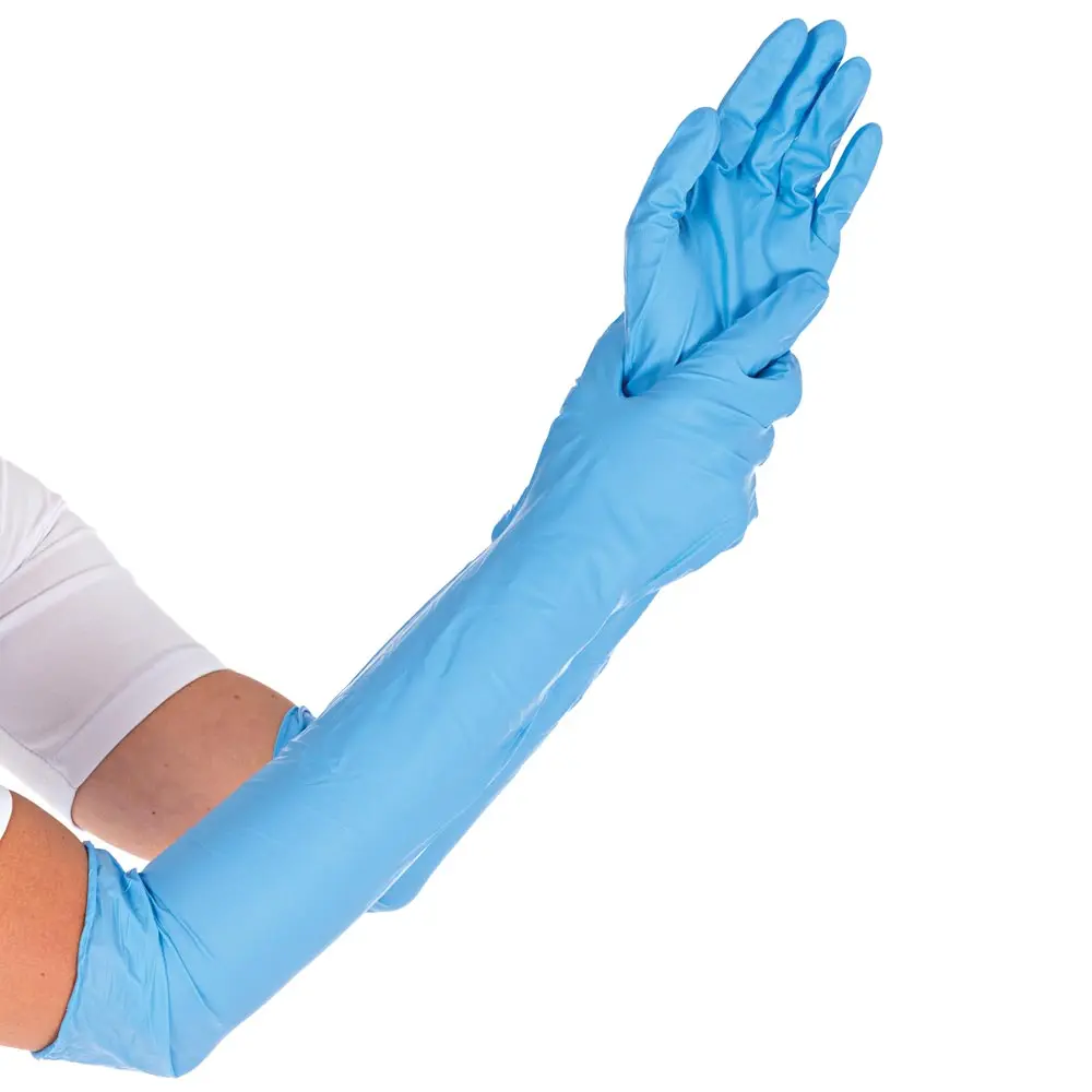 Nitrile gloves Hygostar Safe Superlong 50 cm long blue, dispenser box of 50 pieces