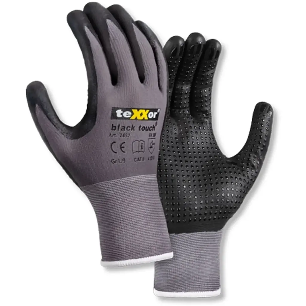 [PB40-47] Nylon knitted glove / Texxor Black Touch / assembly glove / nylon / gray black / 1 pack