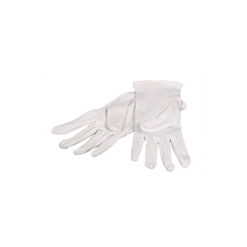 Breathable white cotton jersey gloves, 1 pack of 12 pairs
