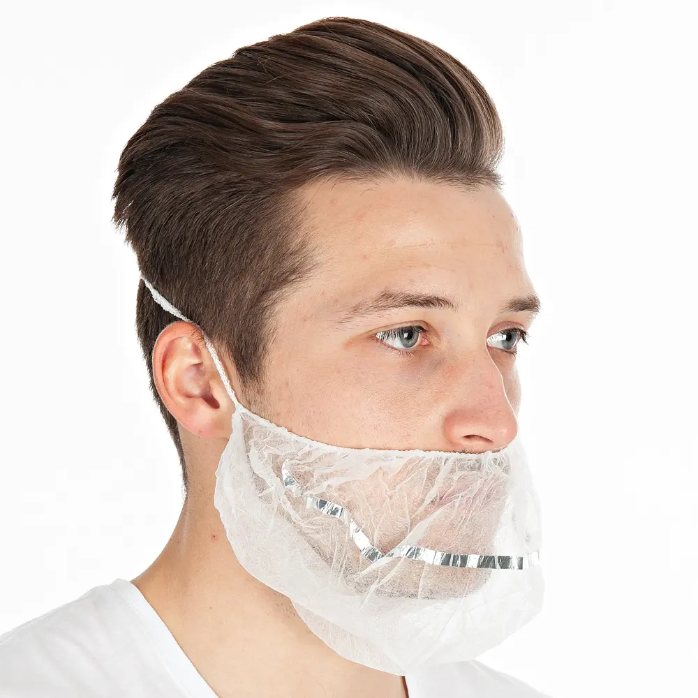 Bartmasken / Hygostar / detektierbar / PP-Vlies / weiß / 1 Beutel / 100 Stück