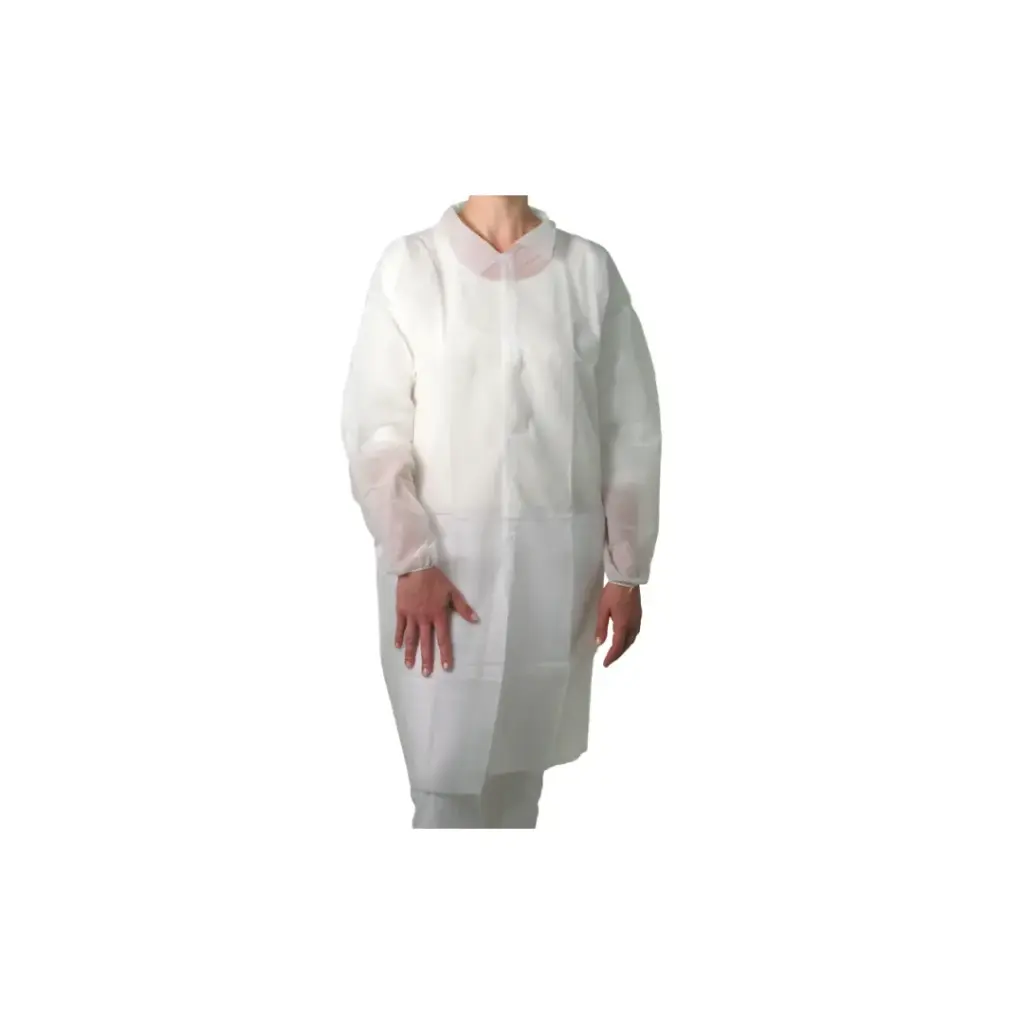 Besuchermantel mit Kragen / PP-Vlies / mit Klettverschluss  / XL / 1 Packung / 50 Stück