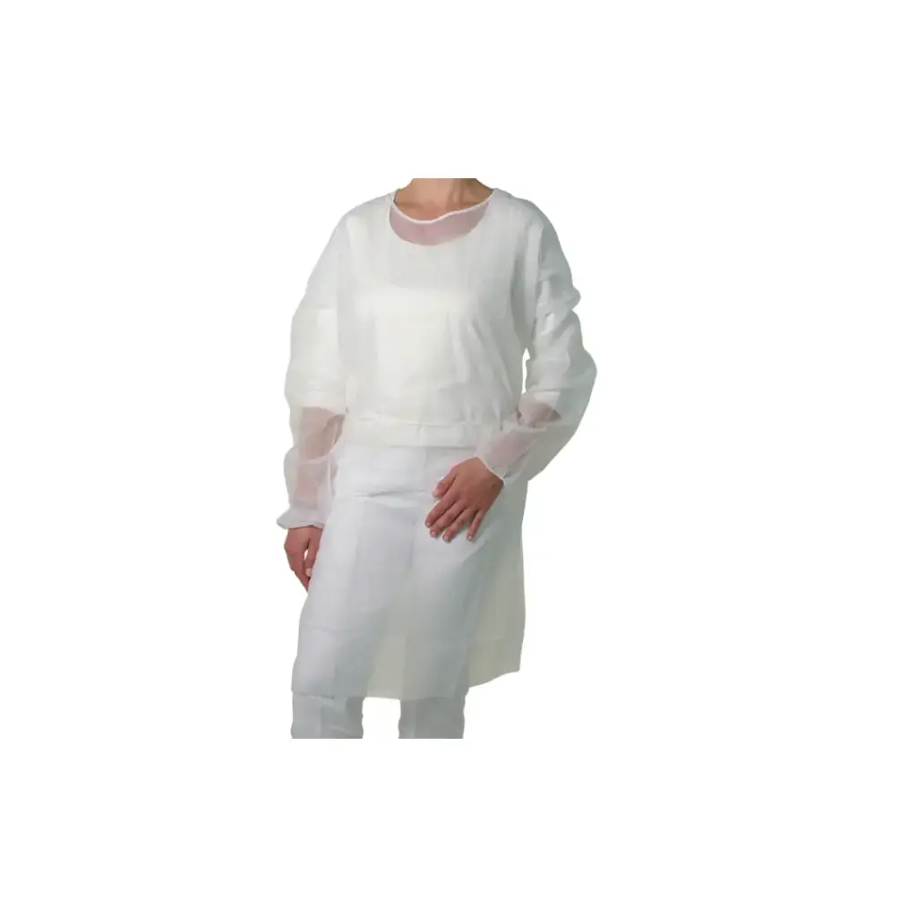 [PROB-22-80] Visitor gown PP with ties, one size white, 1 pack of 100 pieces