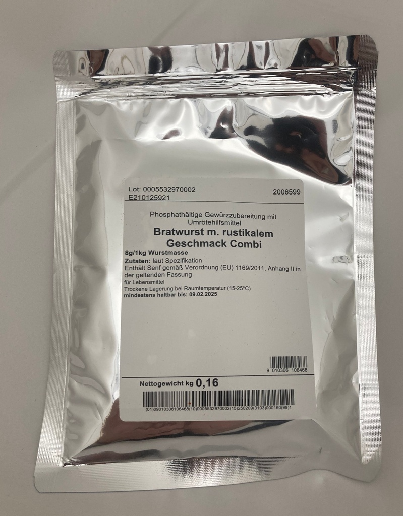 [PROB-14-11] Bratwurst mit rustikalem Geschmack Combi 160 g (im Aromaschutzbeutel)