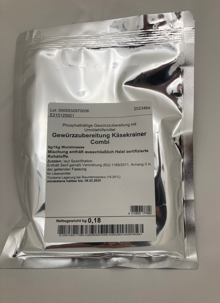 Käsekrainer Combi / 180 g in a flavor protection bag