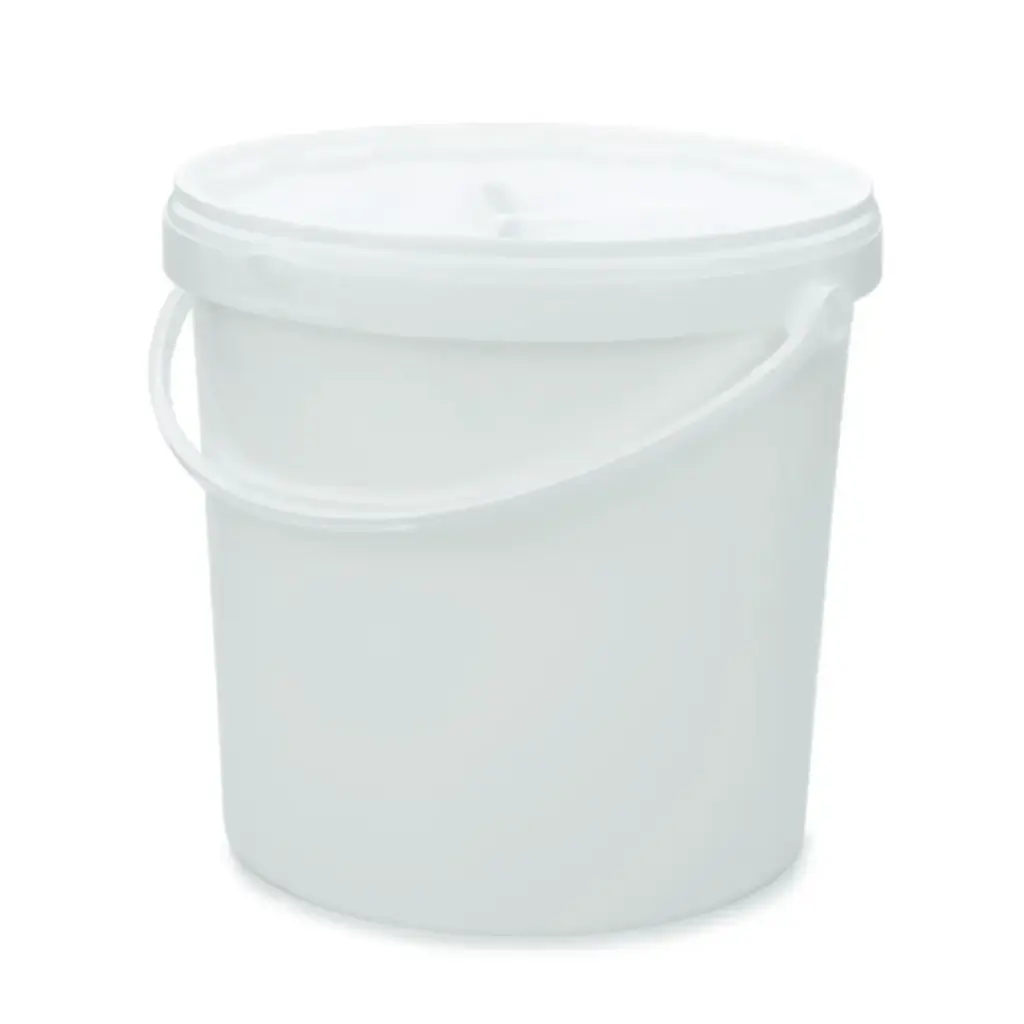 [PROB-84-2] Plastic bucket with lid / plastic handle / round / 10 litres / white / food safe / including quality closure