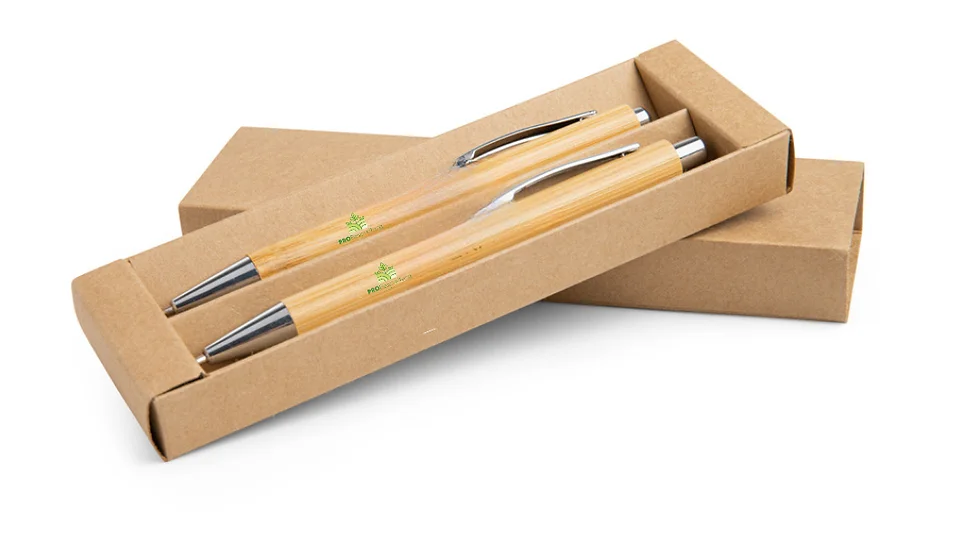 Bamboo writing set with ballpoint pen and mechanical pencil (including engraving) (50)