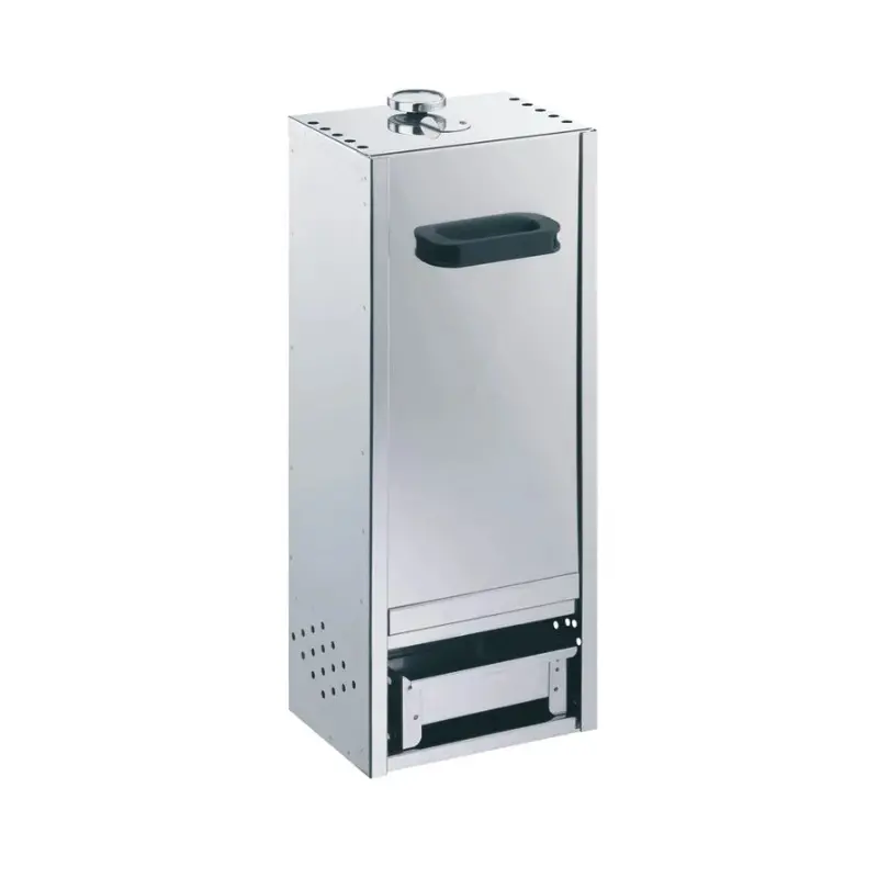 Räucherofen aus Edelstahl mit Schieber, H 65 x B 26 x T 21 cm (für ca. 6 Fische hängend)