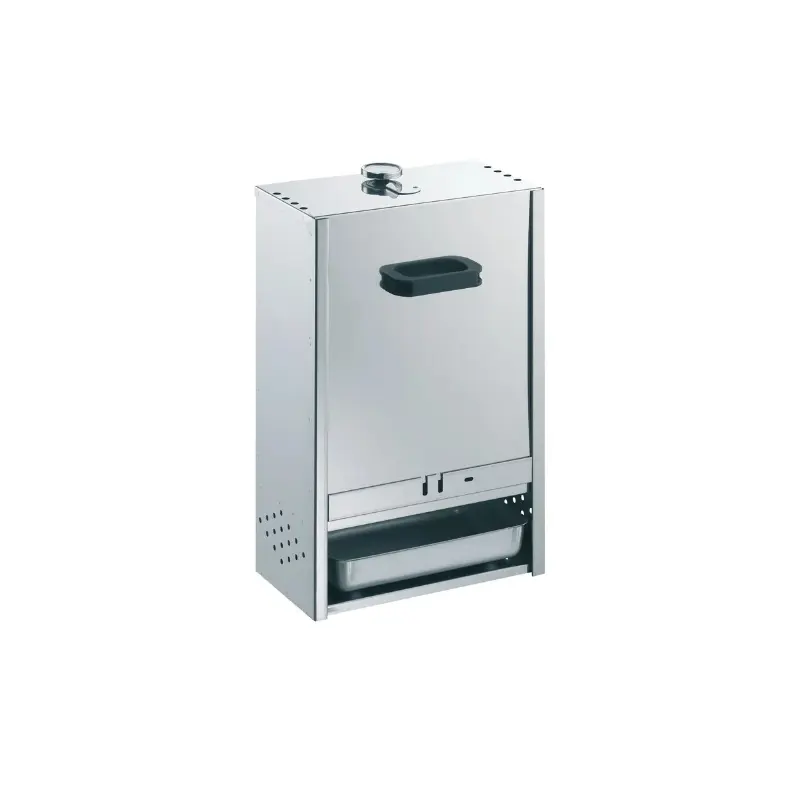 Räucherofen aus Edelstahl mit Schieber, H 60 x B 39 x T 28 cm (für ca. 12 Fische liegend)