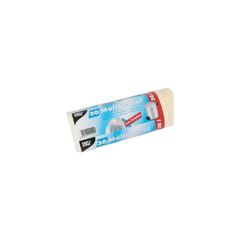 [PROB-76-7] Papstar refuse sacks with drawstring LDPE 17 microns 30 litres white (1 pack of 30 bags)