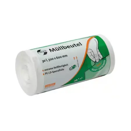 [PROB-76-8] Deiss First Plus refuse sacks PE 12 microns 30 litres white (1 pack of 50 pieces)