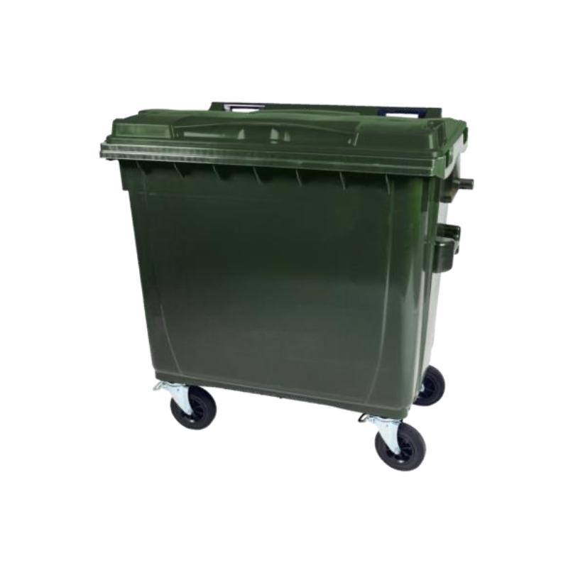Recyclable material collection container with wheel stop, in various colours, 770 litres (grün)