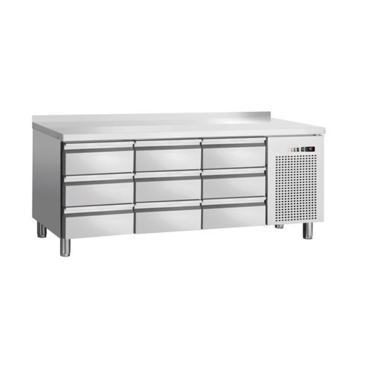 [PB3-133] Cooling table with 9 drawers / with upstand / W 179.2 x D 70 x H 85 cm