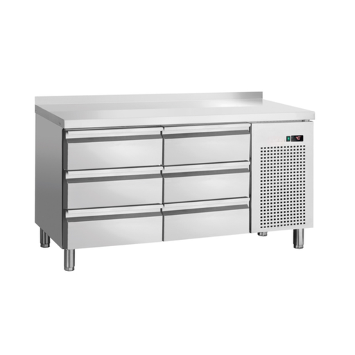 [PB3-131] Cooling table with 6 drawers / with upstand / W 134.2 x D 70 x H 85 cm