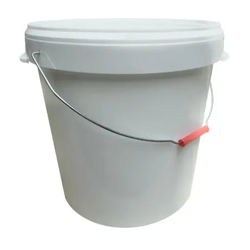 [PB56-3] Kunststoffeimer mit Deckel / Metallbügel / rund / 15,9 Liter / weiß / lebensmittelecht / inkl. Qualitätsverschluss