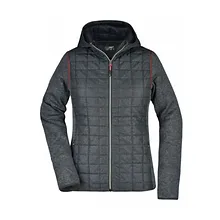 [PB4-54graublau] Damen Hybridjacke mit Kapuze / grau-blau