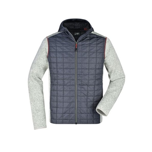 [PB4-52hellgraublau] Herren Hybridjacke mit Kapuze / hellgrau-blau