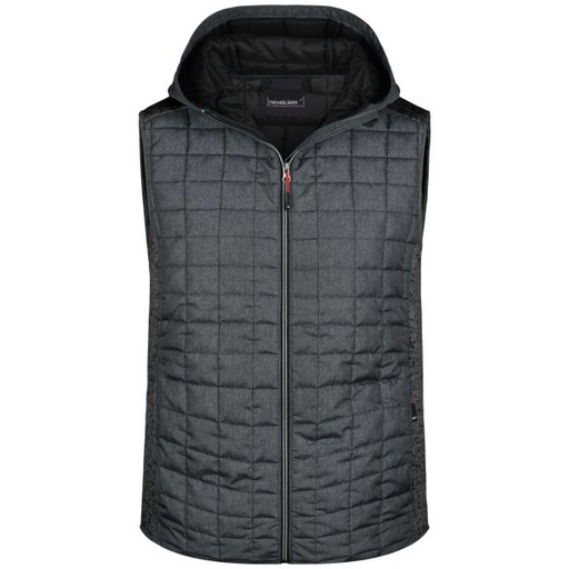 [PB4-53graublau] Herren Hybridweste mit Kapuze / grau-blau 