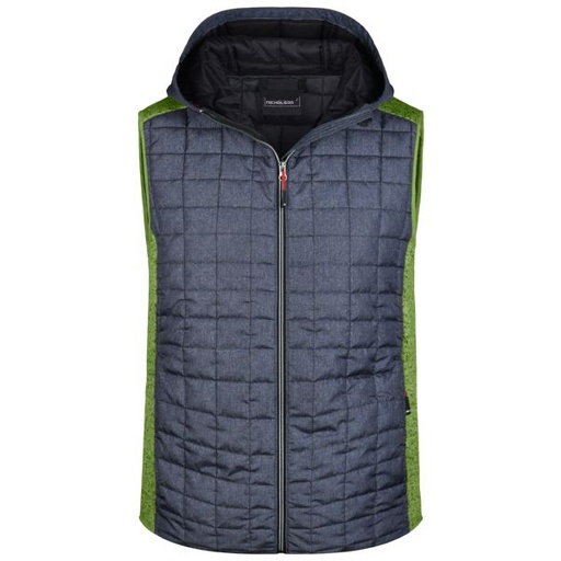 [PB4-53grünblau] Herren Hybridweste mit Kapuze / grün-blau