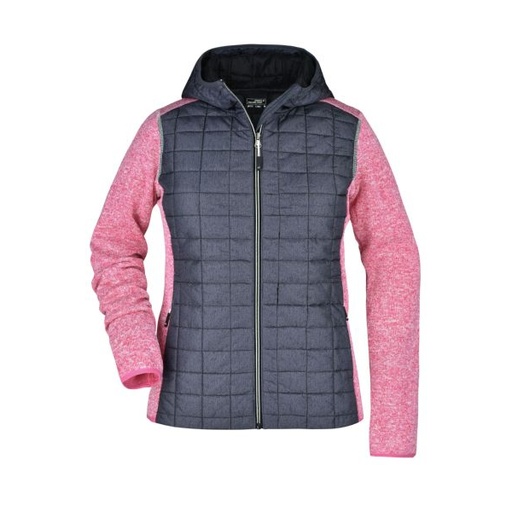 [PB4-54rosablau] Damen Hybridjacke mit Kapuze / rosa-blau