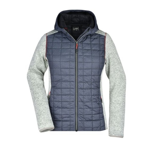 [PB4-54hellgrau-blau] Damen Hybridjacke mit Kapuze / hellgrau-blau