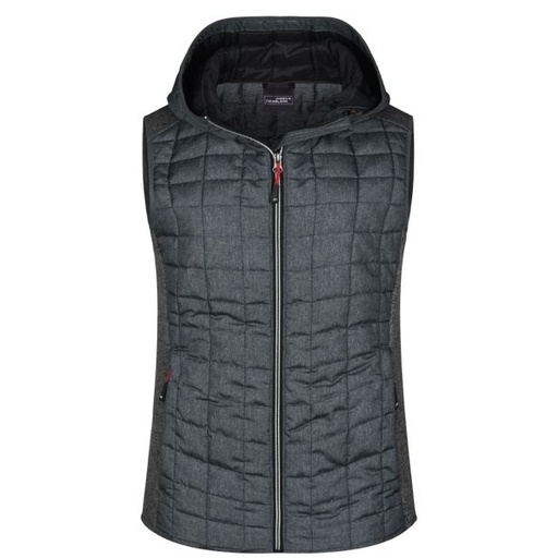 [PB4-55graublau] Damen Hybridweste mit Kapuze / grau-blau  
